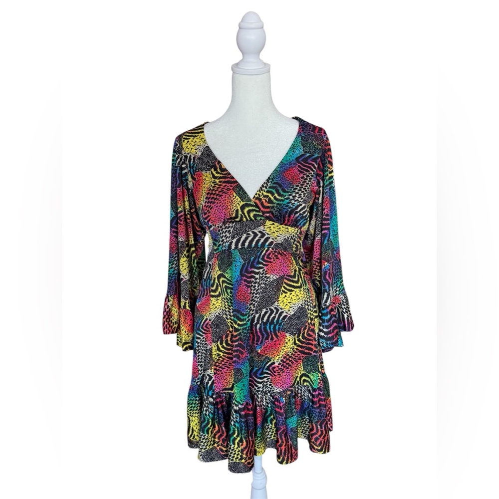 Betsey Johnson Retro Rainbow Animal Print Dress